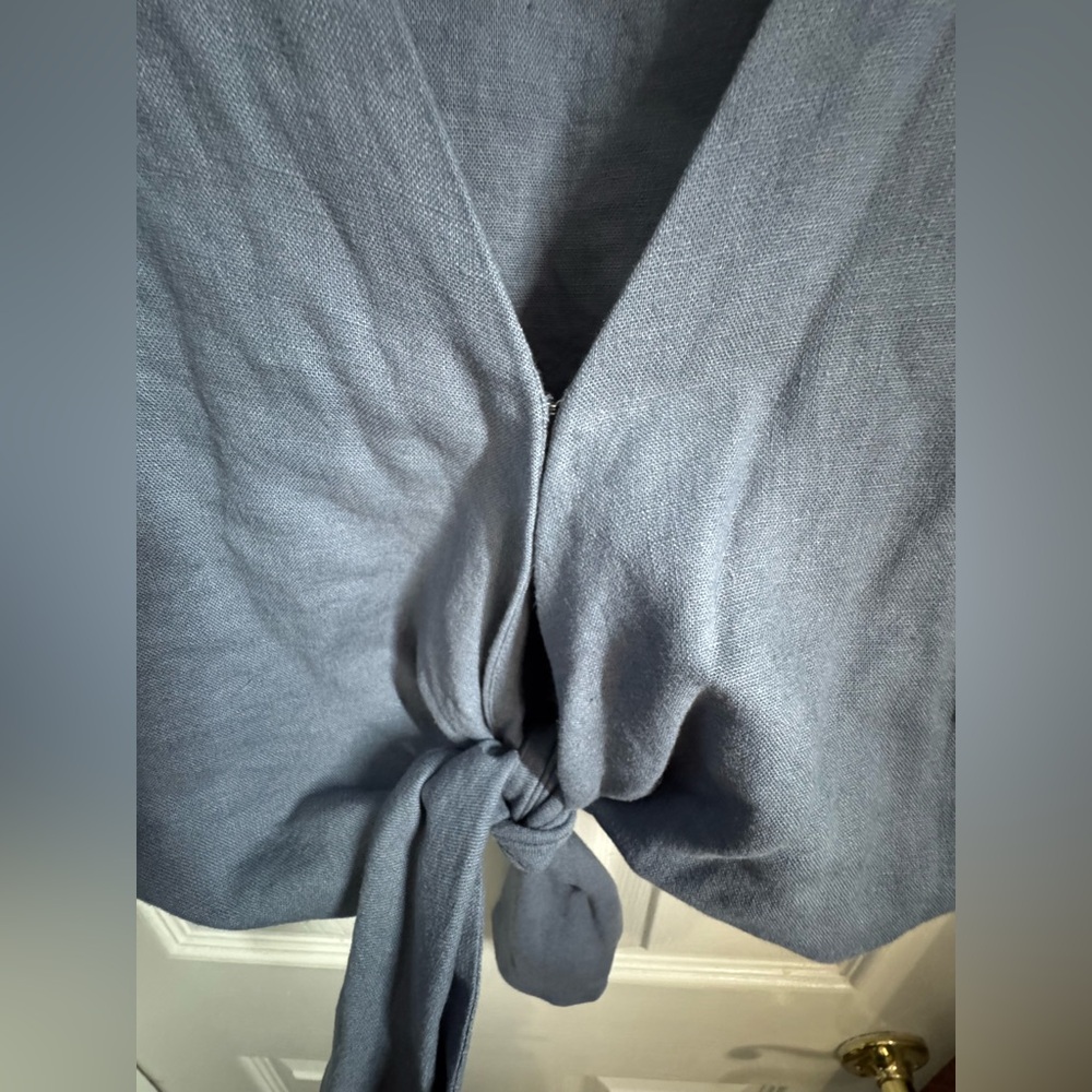 Abercrombie & Fitch Flutter Sleeve Linen Tie Fron… - image 3